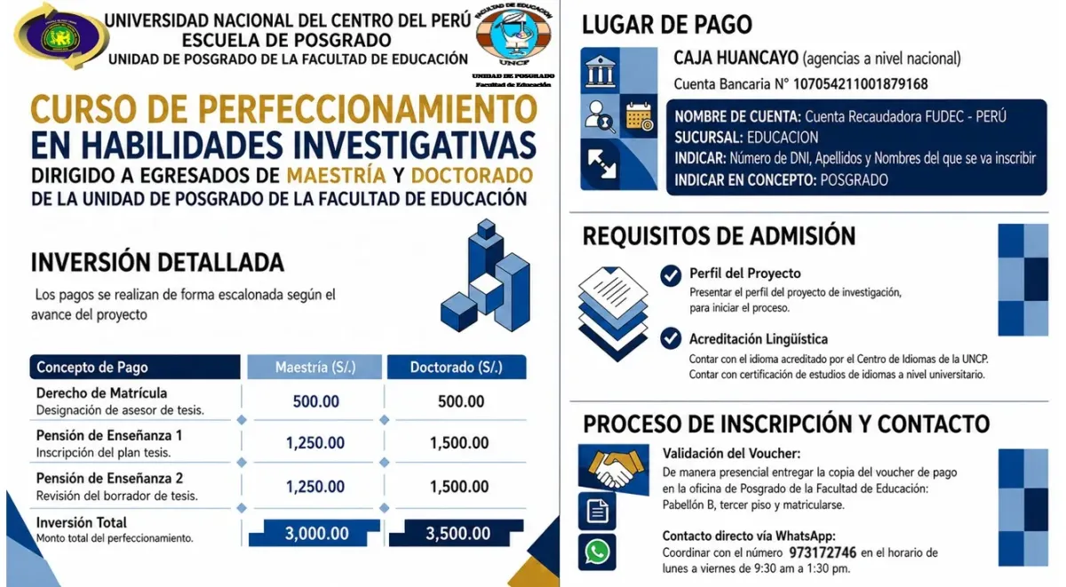 Curso de Perfeccionamiento en Habilidades Investigativas – Proceso de Inscripción e Inversión