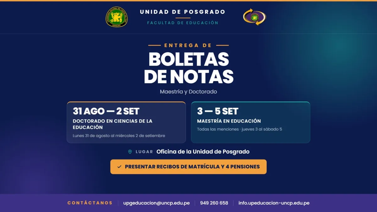 Entrega de boletas de notas para Maestría y Doctorado