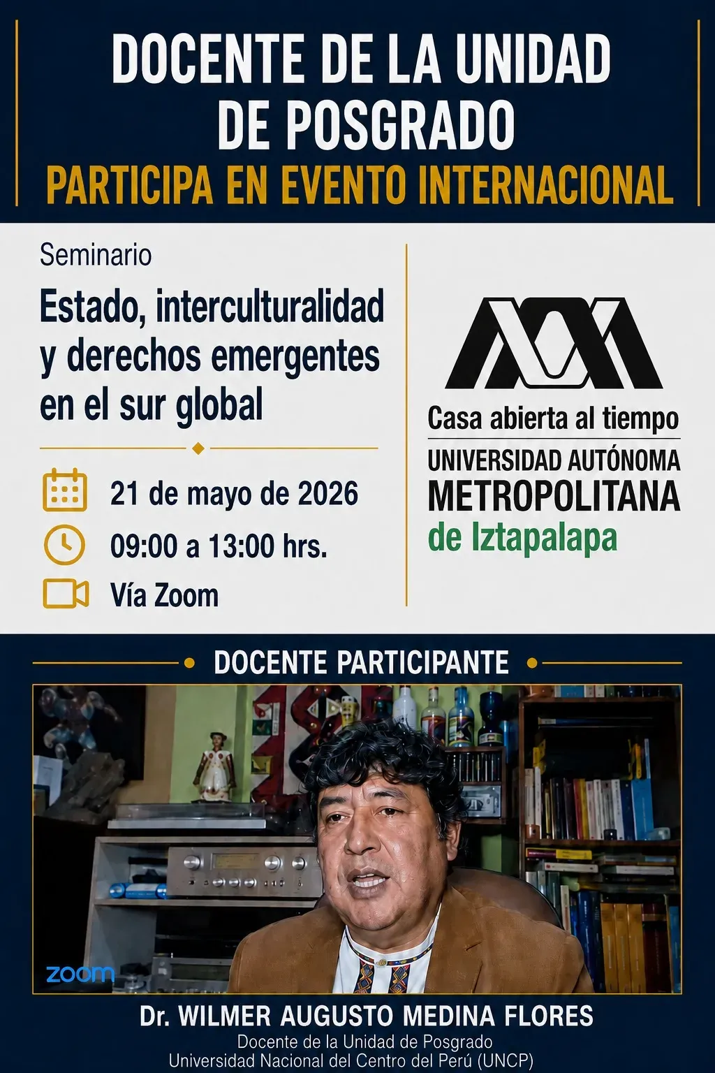 DOCENTE DE LA UNIDAD DE POSGRADO PARTICIPO EN UN SEMINARIO INTERNACIONAL