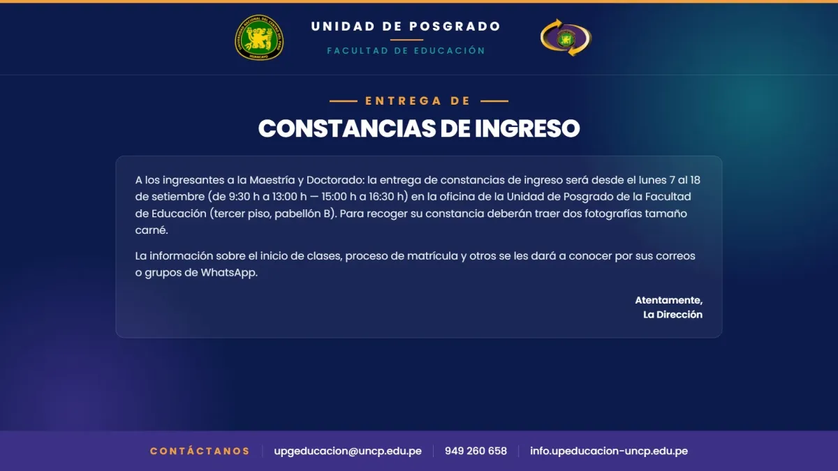 Entrega de Constancias de Ingreso
